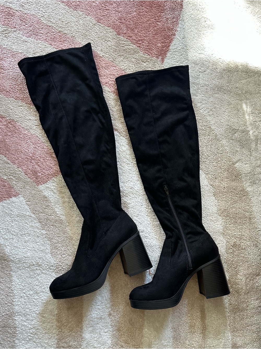 Mix No. 6 Black Over-the-Knee Platform Block Heel Boots